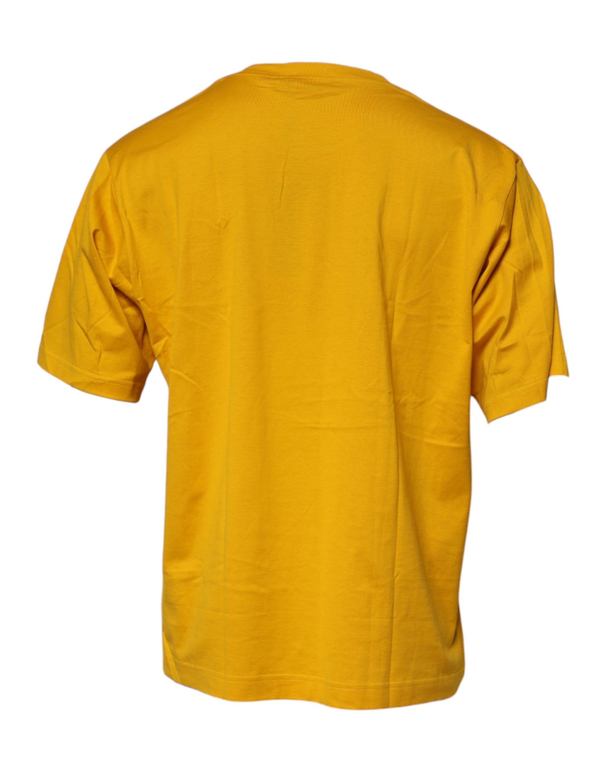Dolce & Gabbana Dark Yellow Logo Cotton Men Crew Neck T-shirt - ClickThatClicks 