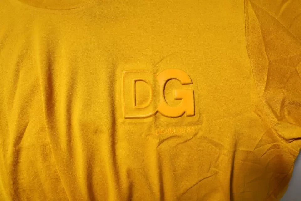 Dolce & Gabbana Dark Yellow Logo Cotton Men Crew Neck T-shirt - ClickThatClicks 