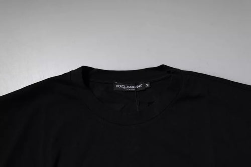 Dolce & Gabbana Black Amore Leopard Cotton Crew Neck T-shirt - ClickThatClicks 