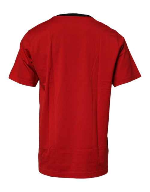 Dolce & Gabbana Red Logo Crown Cotton Crew Neck T-shirt - ClickThatClicks 