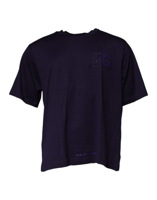 Dolce & Gabbana Navy Blue DG Logo Cotton Crew Neck T-shirt - ClickThatClicks 