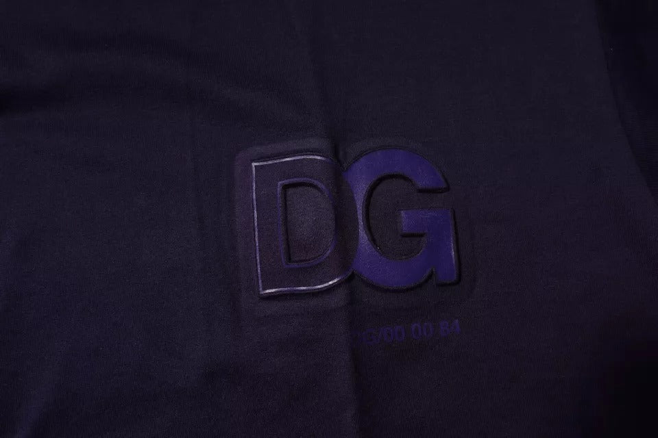 Dolce & Gabbana Navy Blue DG Logo Cotton Crew Neck T-shirt - ClickThatClicks 