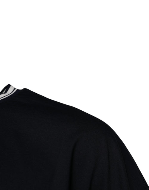 Dolce & Gabbana Dark Blue Logo Crown Cotton Crew Neck T-shirt - ClickThatClicks 