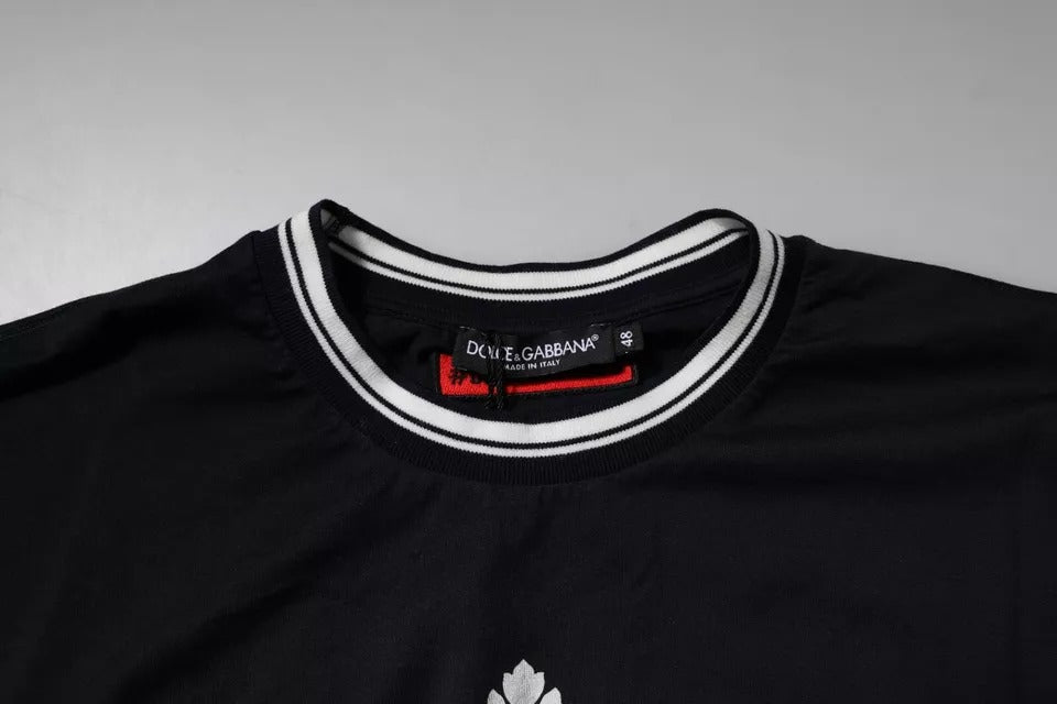 Dolce & Gabbana Dark Blue Logo Crown Cotton Crew Neck T-shirt - ClickThatClicks 