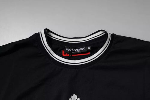 Dolce & Gabbana Dark Blue Logo Crown Cotton Crew Neck T-shirt - ClickThatClicks 