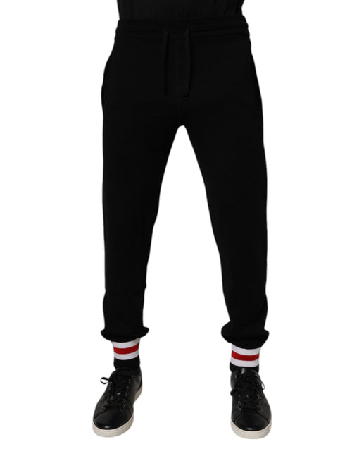 Dolce & Gabbana Black Wool Mid Waist Jogger Sweatpants Pants - ClickThatClicks 