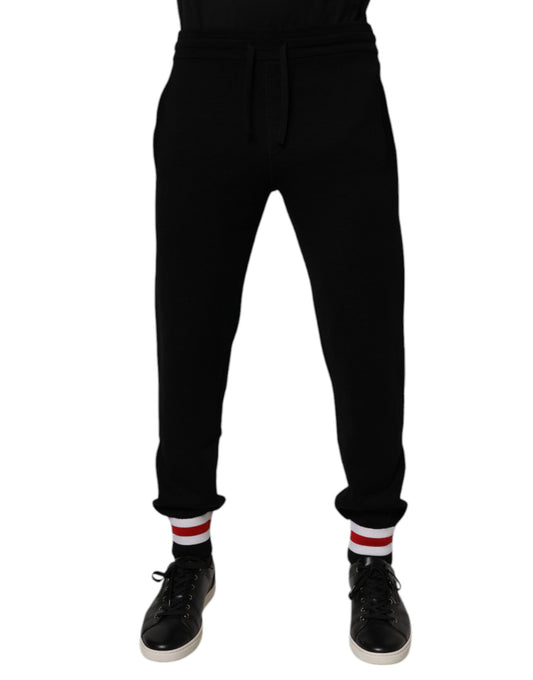 Dolce & Gabbana Black Wool Mid Waist Jogger Sweatpants Pants - ClickThatClicks 