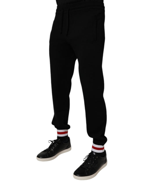 Dolce & Gabbana Black Wool Mid Waist Jogger Sweatpants Pants - ClickThatClicks 
