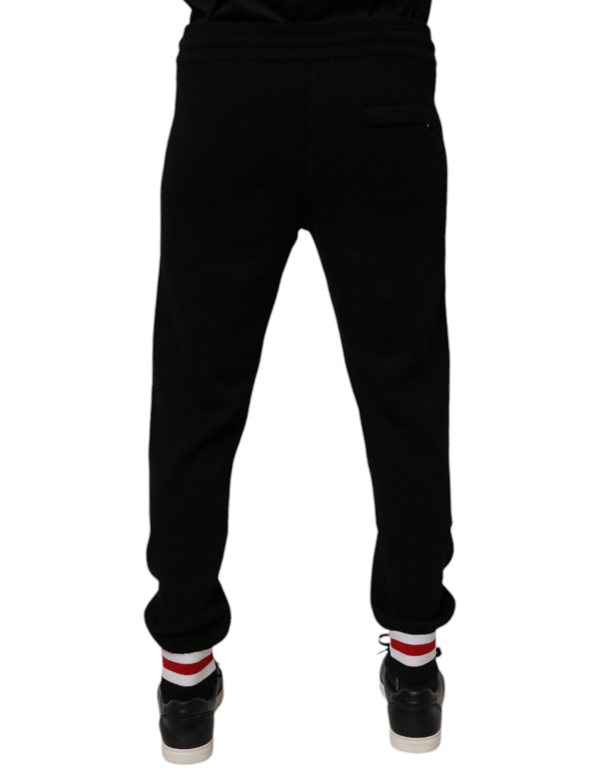 Dolce & Gabbana Black Wool Mid Waist Jogger Sweatpants Pants - ClickThatClicks 