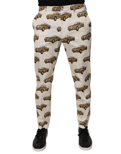Dolce & Gabbana Off White Cars Cotton Skinny Men Denim Jeans - ClickThatClicks 