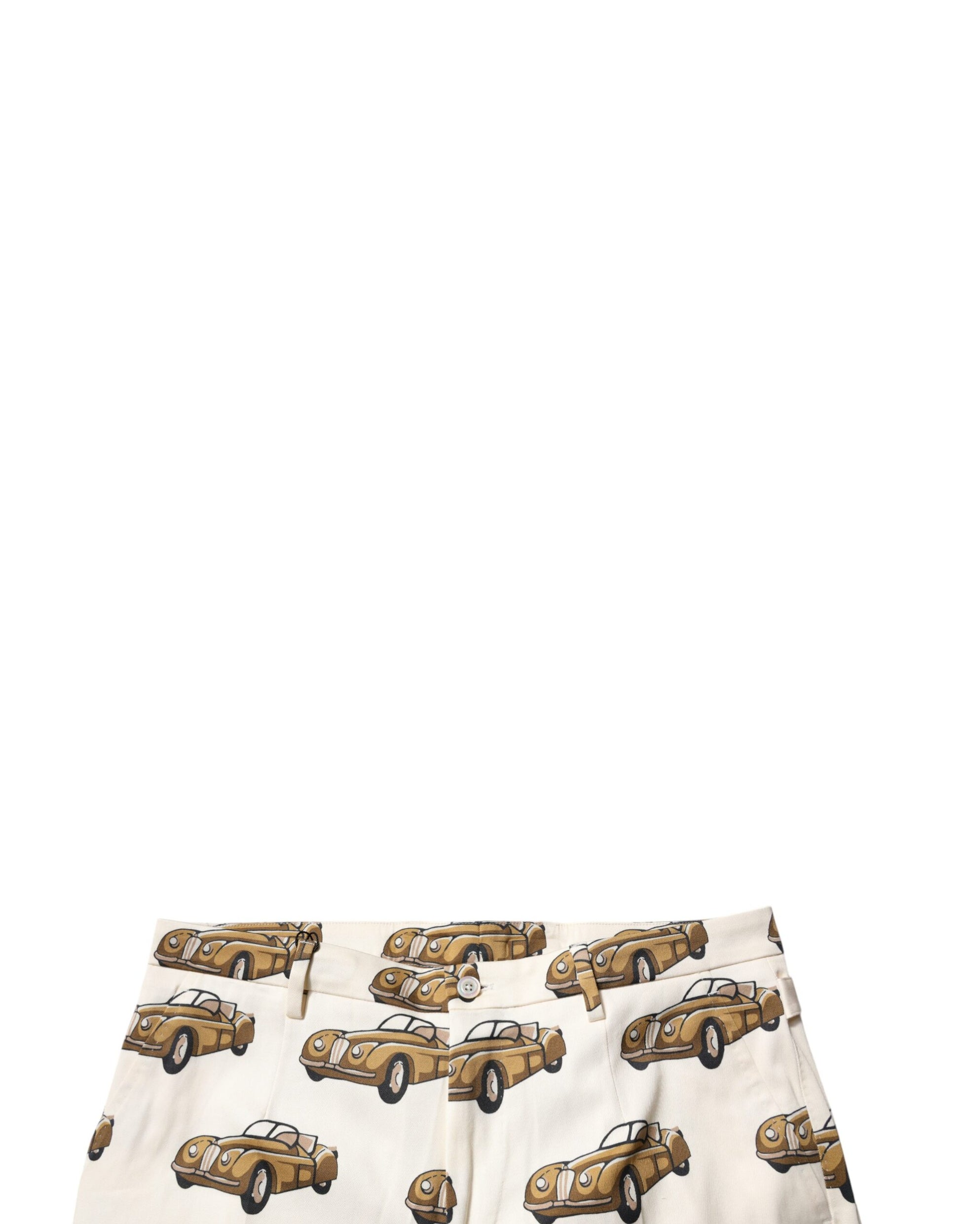 Dolce & Gabbana Off White Cars Cotton Skinny Men Denim Jeans - ClickThatClicks 
