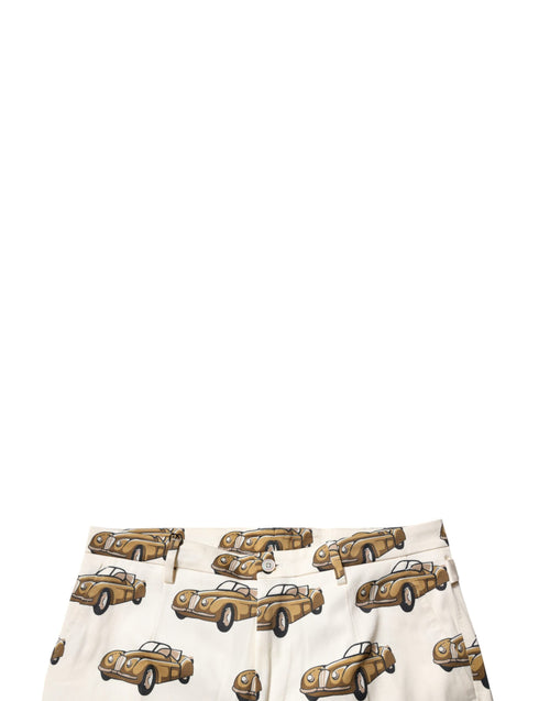 Dolce & Gabbana Off White Cars Cotton Skinny Men Denim Jeans - ClickThatClicks 