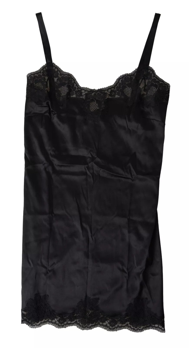 Dolce & Gabbana Black Lace Silk Sleepwear Camisole Top Underwear