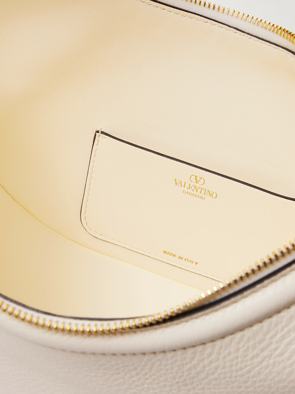 Valentino Garavani Ivory Leather Small Hobo Vlogo Shoulder Bag - ClickThatClicks 