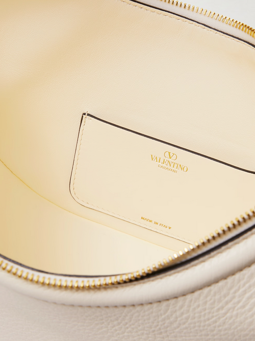 Valentino Garavani Ivory Leather Small Hobo Vlogo Shoulder Bag - ClickThatClicks 