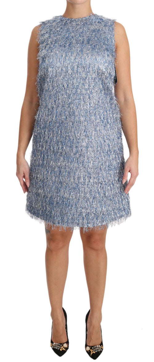 Dolce & Gabbana Light Blue Fringe Shift Gown Dress - ClickThatClicks 