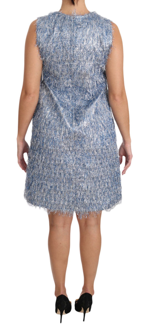 Dolce & Gabbana Light Blue Fringe Shift Gown Dress - ClickThatClicks 