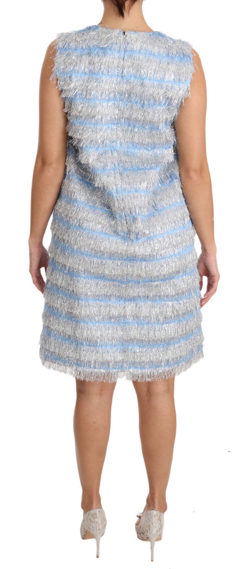 Dolce & Gabbana Light Blue Silver Shift Gown Dress - ClickThatClicks 