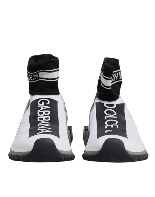 Dolce & Gabbana White Black Sorrento Socks Sneakers Shoes - ClickThatClicks 