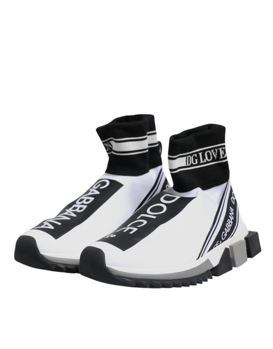 Dolce & Gabbana White Black Sorrento Socks Sneakers Shoes - ClickThatClicks 