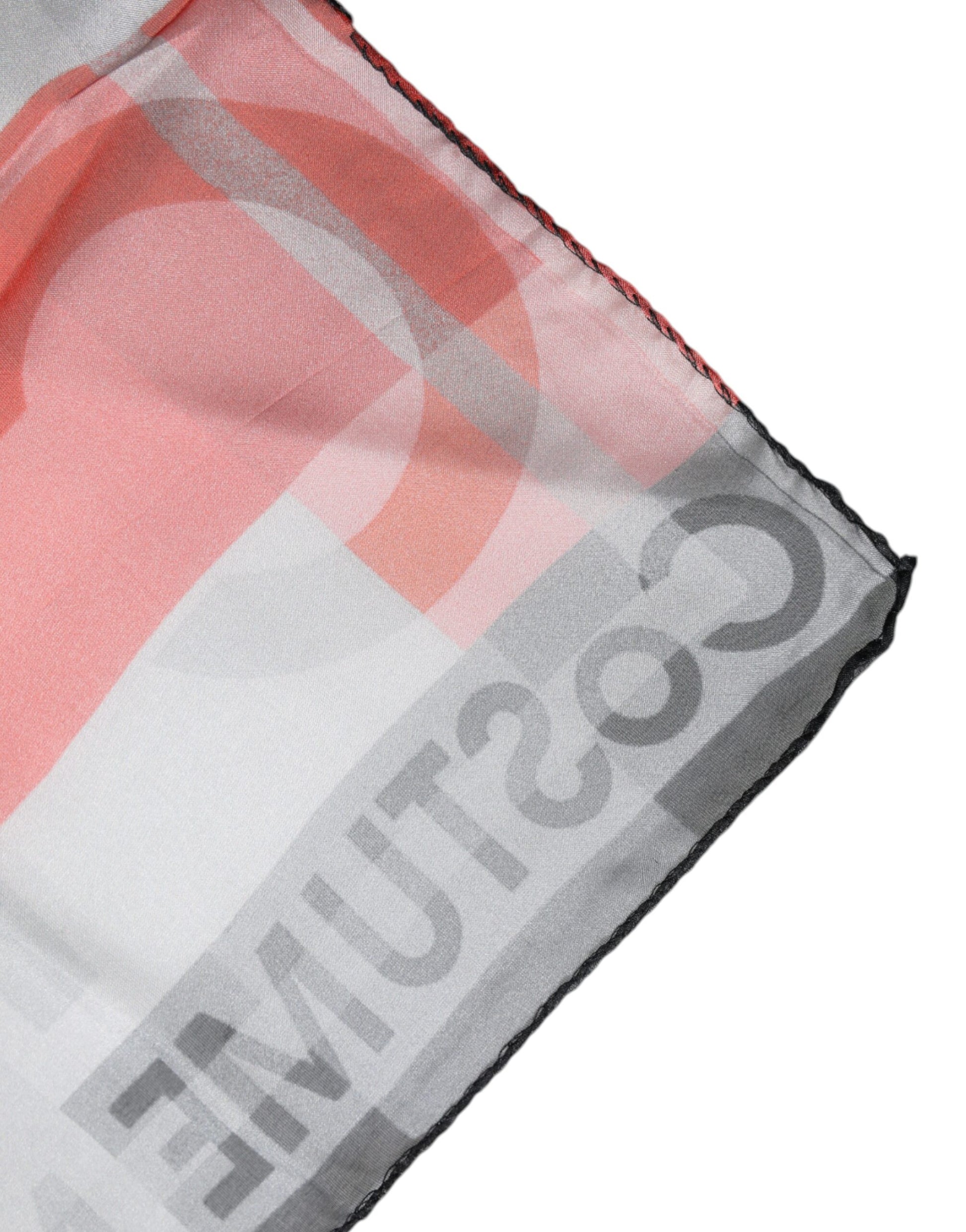 Costume National Gray Red Silk Square Neck Wrap Scarf - ClickThatClicks 