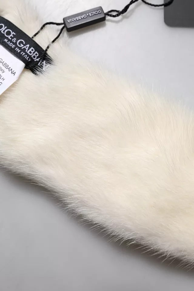 Dolce & Gabbana White Mink Fur Collar Women Neck Wrap Scarf - ClickThatClicks 