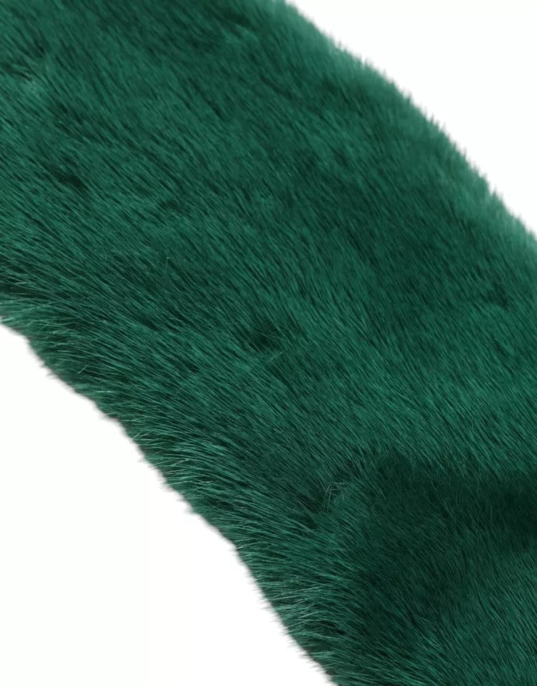 Dolce & Gabbana Green Mink Fur Collar Women Neck Wrap Scarf - ClickThatClicks 