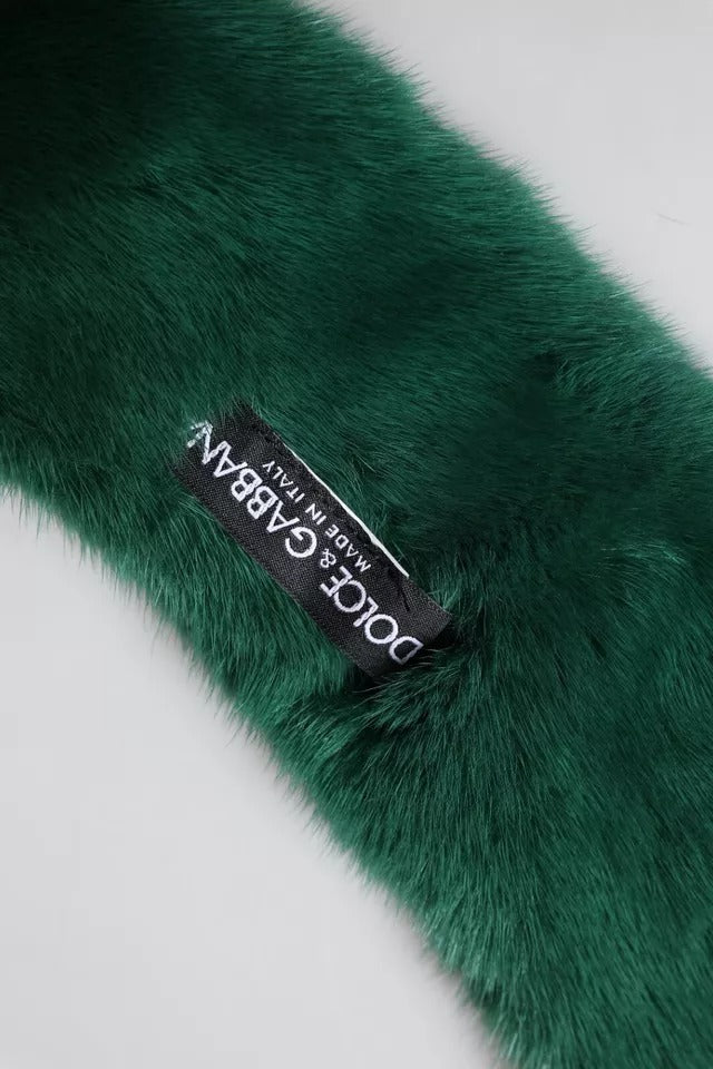 Dolce & Gabbana Green Mink Fur Collar Women Neck Wrap Scarf - ClickThatClicks 