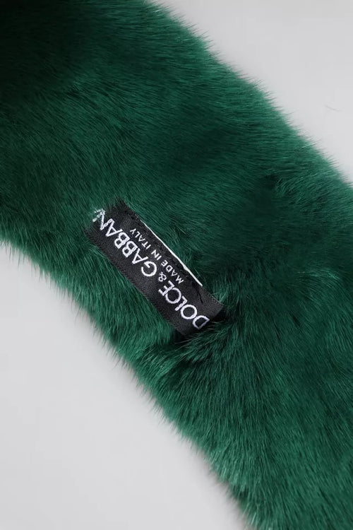 Dolce & Gabbana Green Mink Fur Collar Women Neck Wrap Scarf - ClickThatClicks 