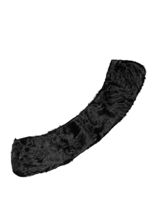Dolce & Gabbana Black Lamb Fur Collar Women Neck Wrap Scarf - ClickThatClicks 