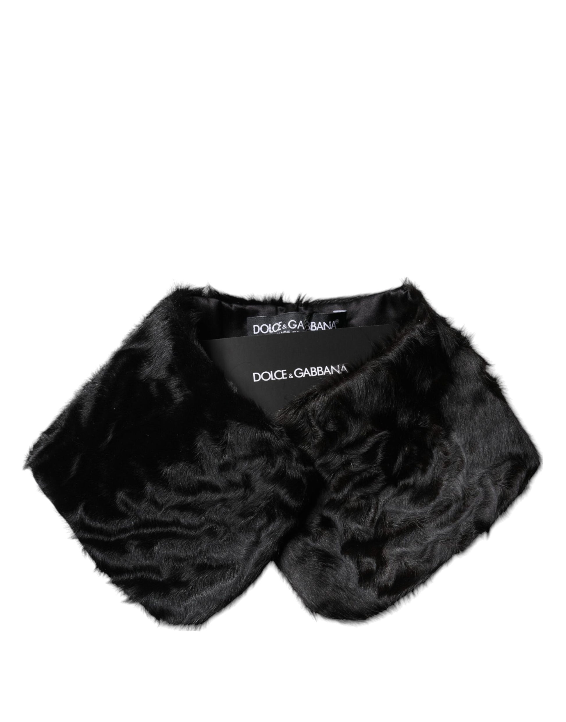 Dolce & Gabbana Black Lamb Fur Collar Women Neck Wrap Scarf - ClickThatClicks 