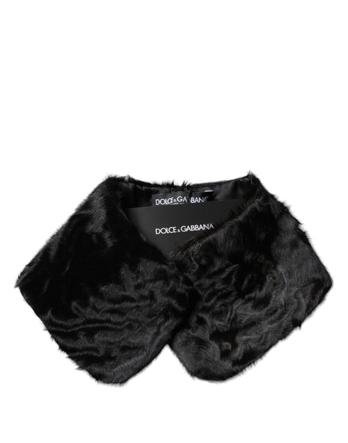 Dolce & Gabbana Black Lamb Fur Collar Women Neck Wrap Scarf - ClickThatClicks 