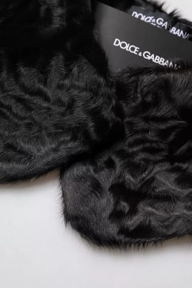 Dolce & Gabbana Black Lamb Fur Collar Women Neck Wrap Scarf - ClickThatClicks 