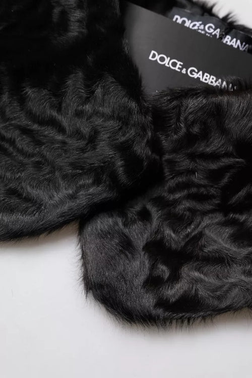 Dolce & Gabbana Black Lamb Fur Collar Women Neck Wrap Scarf - ClickThatClicks 