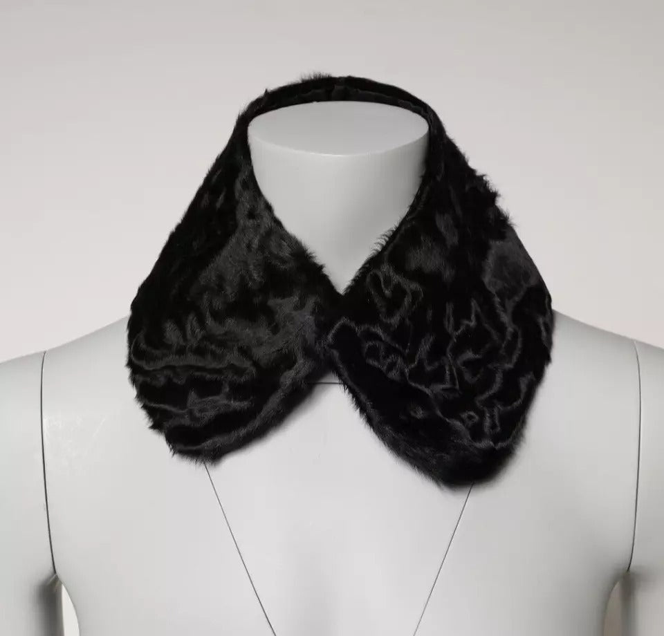 Dolce & Gabbana Black Lamb Fur Collar Women Neck Wrap Scarf - ClickThatClicks 