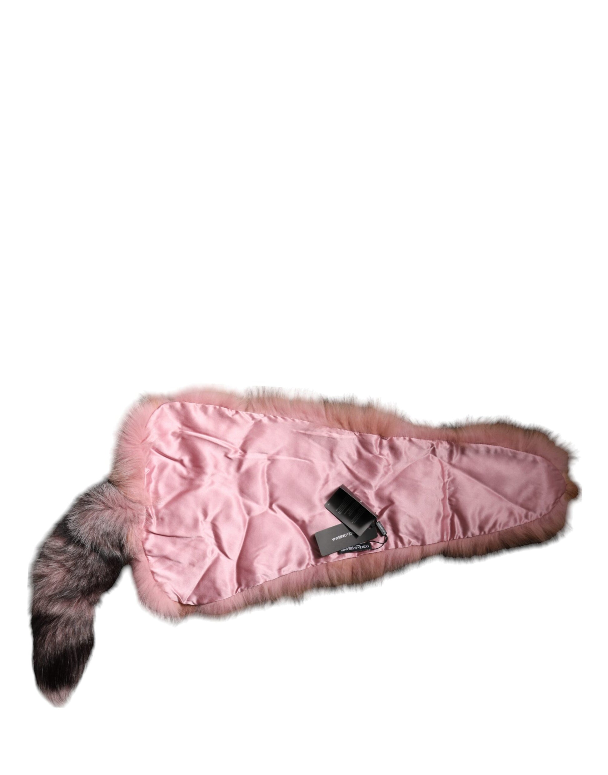 Dolce & Gabbana Pink Frost Fox Fur Neck Warmer Winter Scarf - ClickThatClicks 