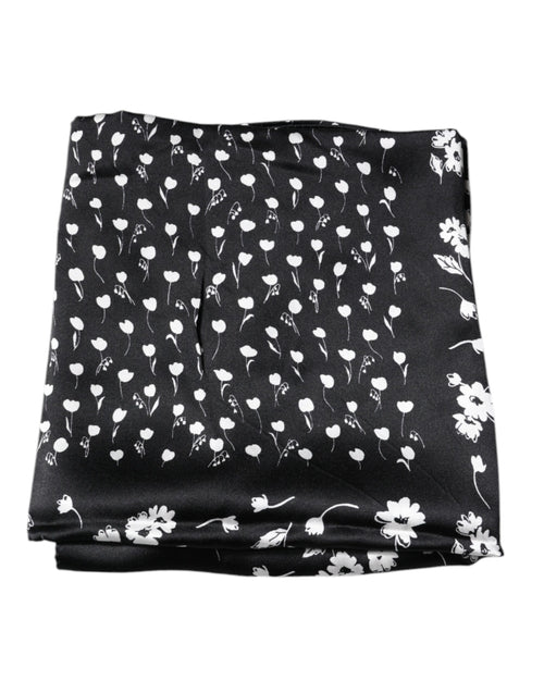 Dolce & Gabbana Black Floral Silk Square Wrap Shawl Scarf - ClickThatClicks 