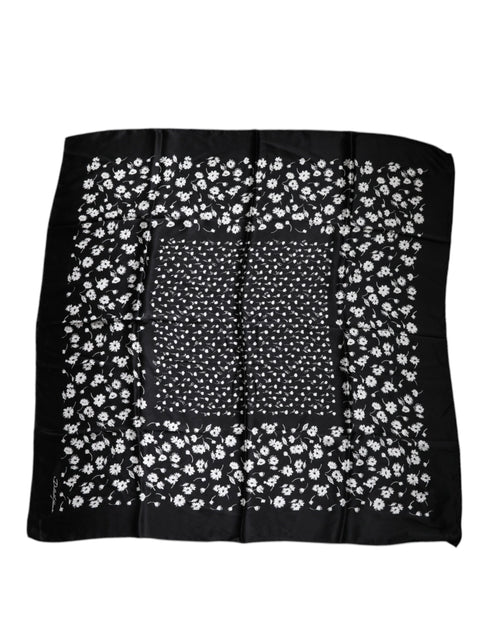 Dolce & Gabbana Black Floral Silk Square Wrap Shawl Scarf - ClickThatClicks 