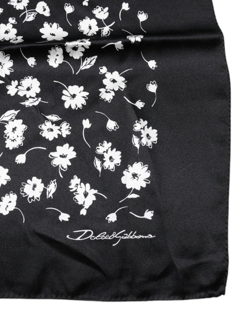 Dolce & Gabbana Black Floral Silk Square Wrap Shawl Scarf - ClickThatClicks 