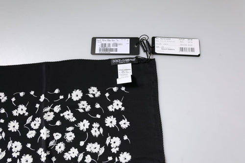Dolce & Gabbana Black Floral Silk Square Wrap Shawl Scarf - ClickThatClicks 