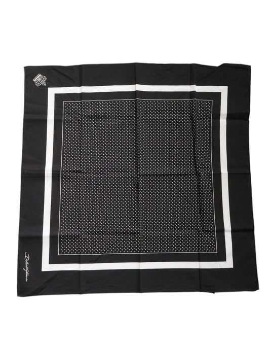 Dolce & Gabbana Black Polka Dots Cotton Handkerchief Scarf - ClickThatClicks 