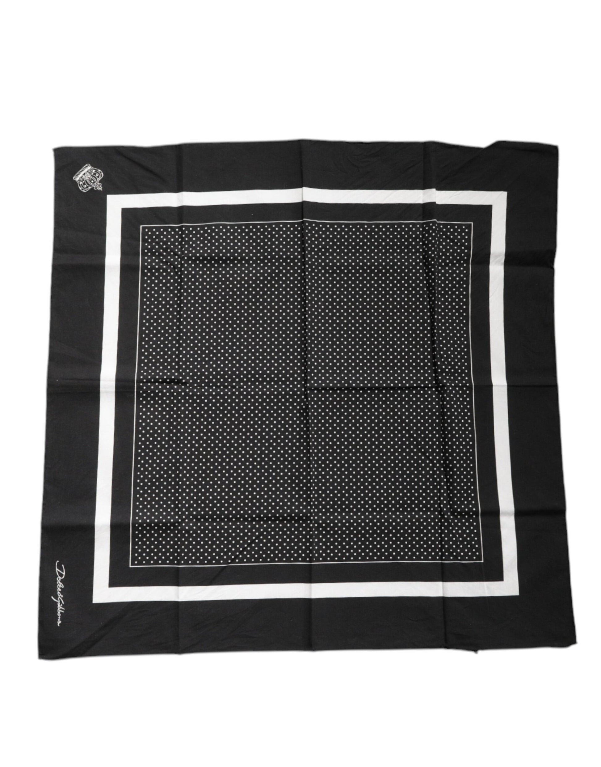 Dolce & Gabbana Black Polka Dots Cotton Handkerchief Scarf - ClickThatClicks 