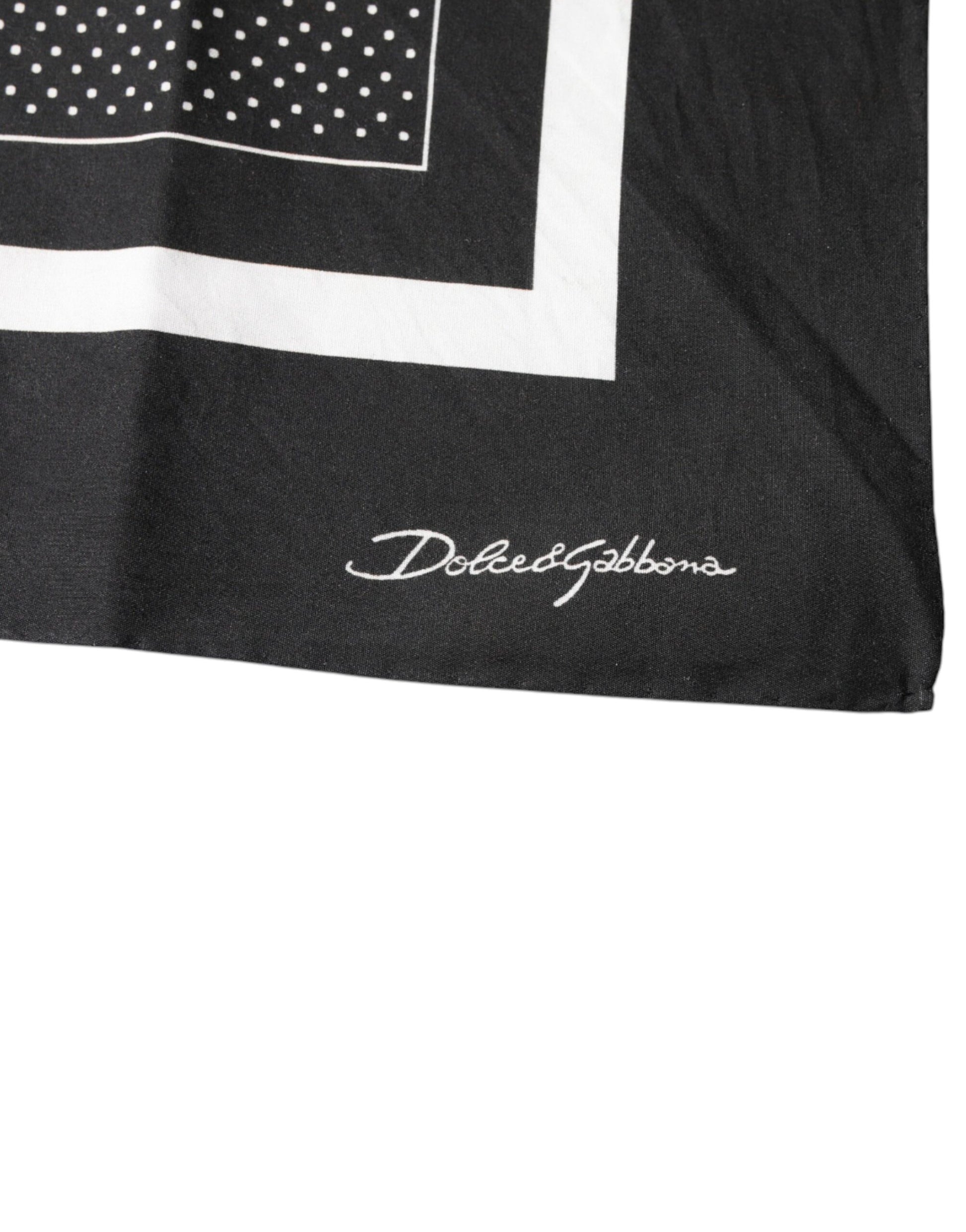 Dolce & Gabbana Black Polka Dots Cotton Handkerchief Scarf - ClickThatClicks 