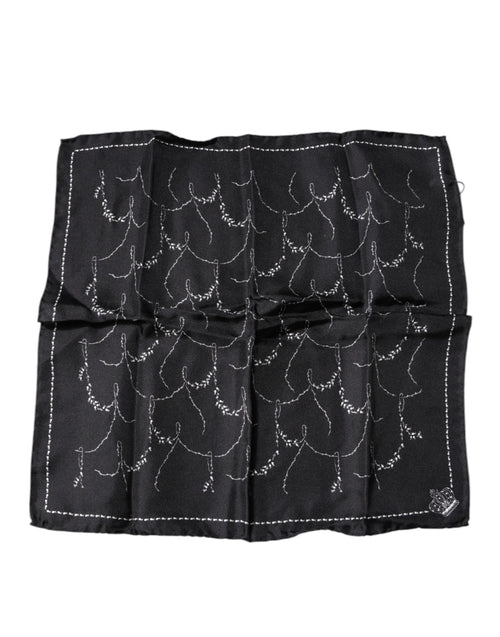 Dolce & Gabbana Black Patterned Silk Handkerchief Scarf - ClickThatClicks 