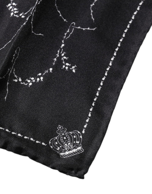 Dolce & Gabbana Black Patterned Silk Handkerchief Scarf - ClickThatClicks 