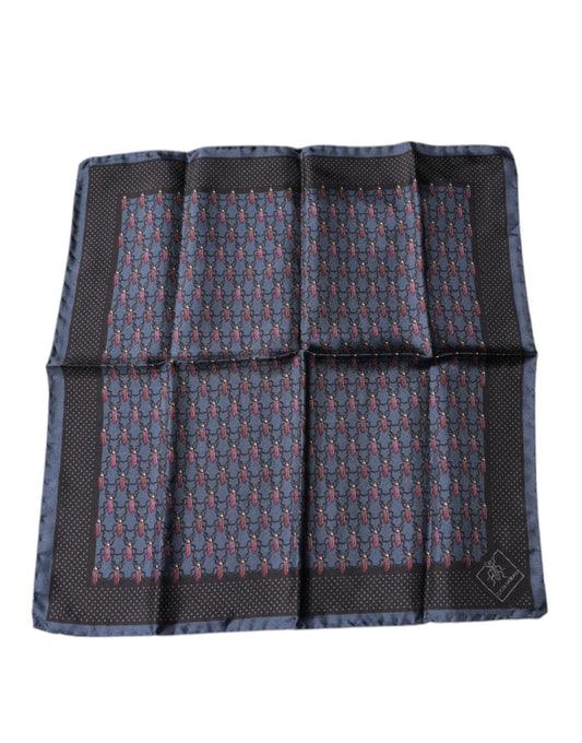 Dolce & Gabbana Dark Blue Beetle Square Handkerchief Scarf - ClickThatClicks 
