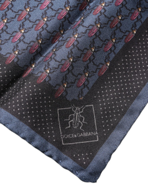 Dolce & Gabbana Dark Blue Beetle Square Handkerchief Scarf - ClickThatClicks 