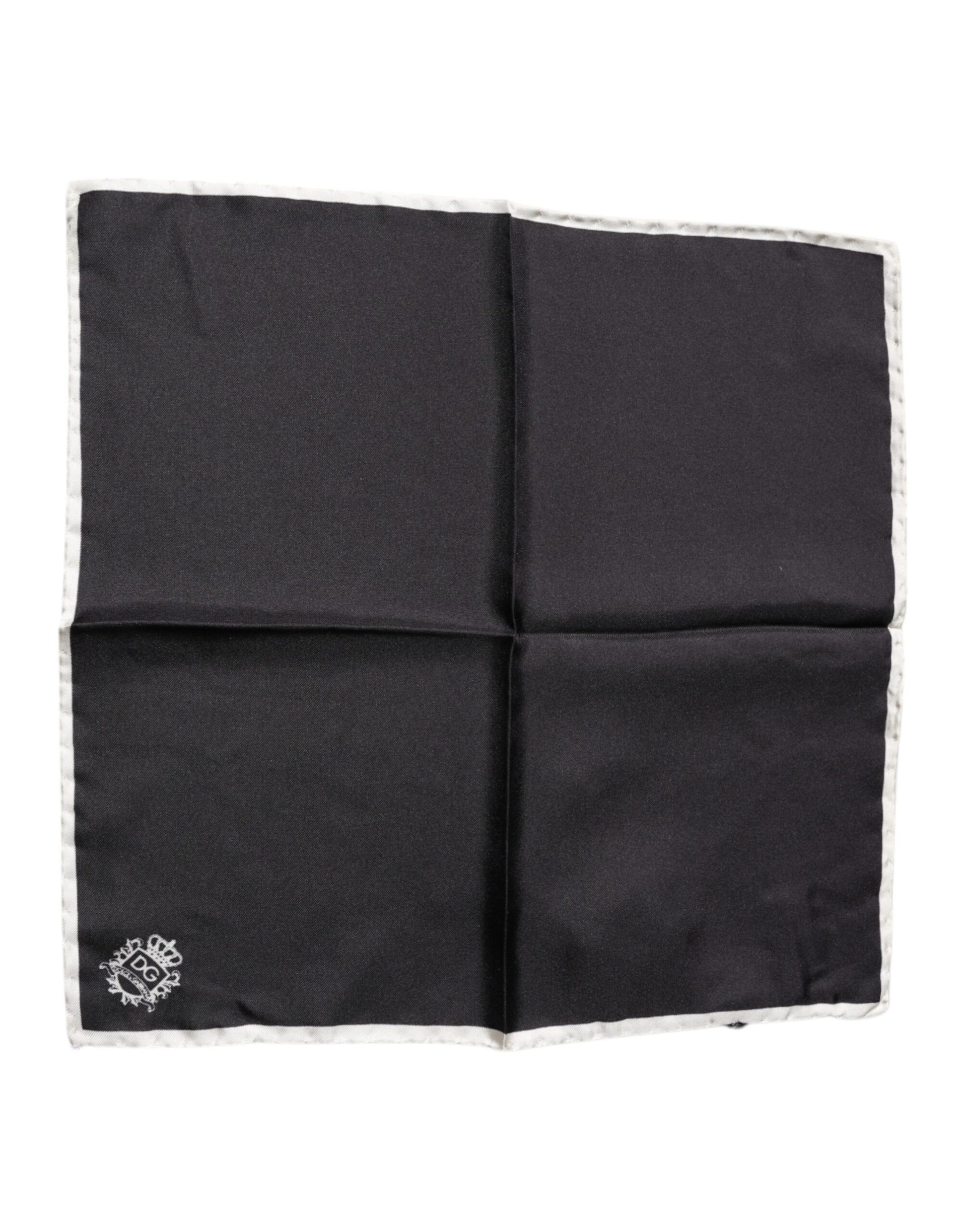 Dolce & Gabbana Black Crown Logo Square Handkerchief Scarf - ClickThatClicks 