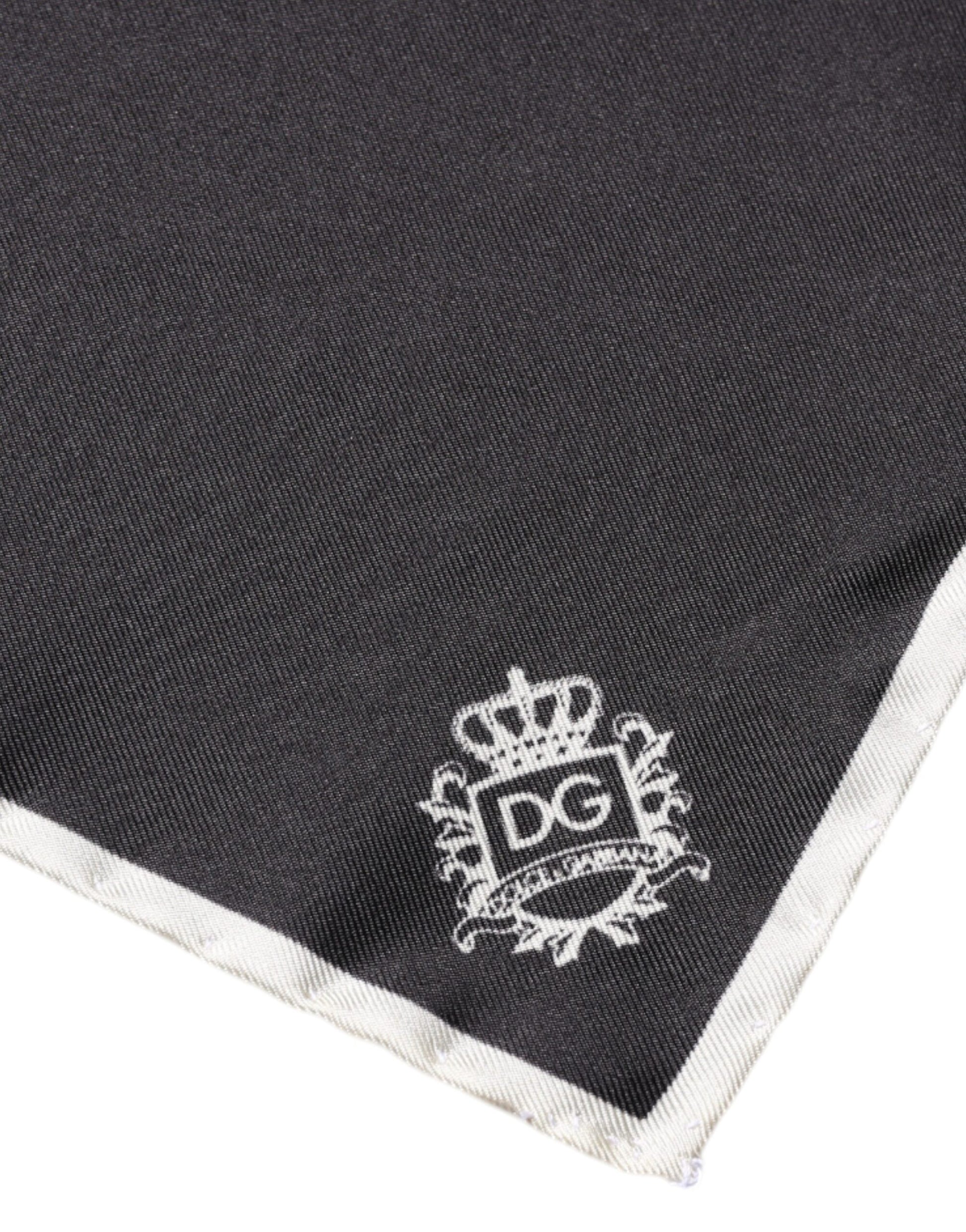 Dolce & Gabbana Black Crown Logo Square Handkerchief Scarf - ClickThatClicks 