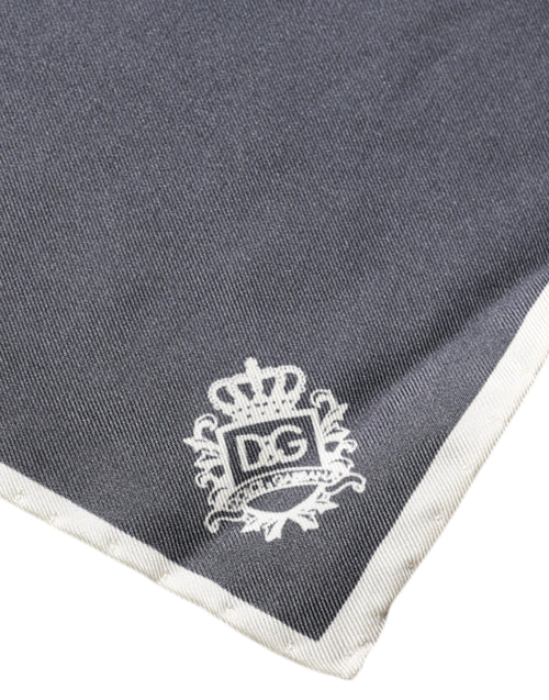 Dolce & Gabbana Gray Crown Logo Square Handkerchief Scarf - ClickThatClicks 